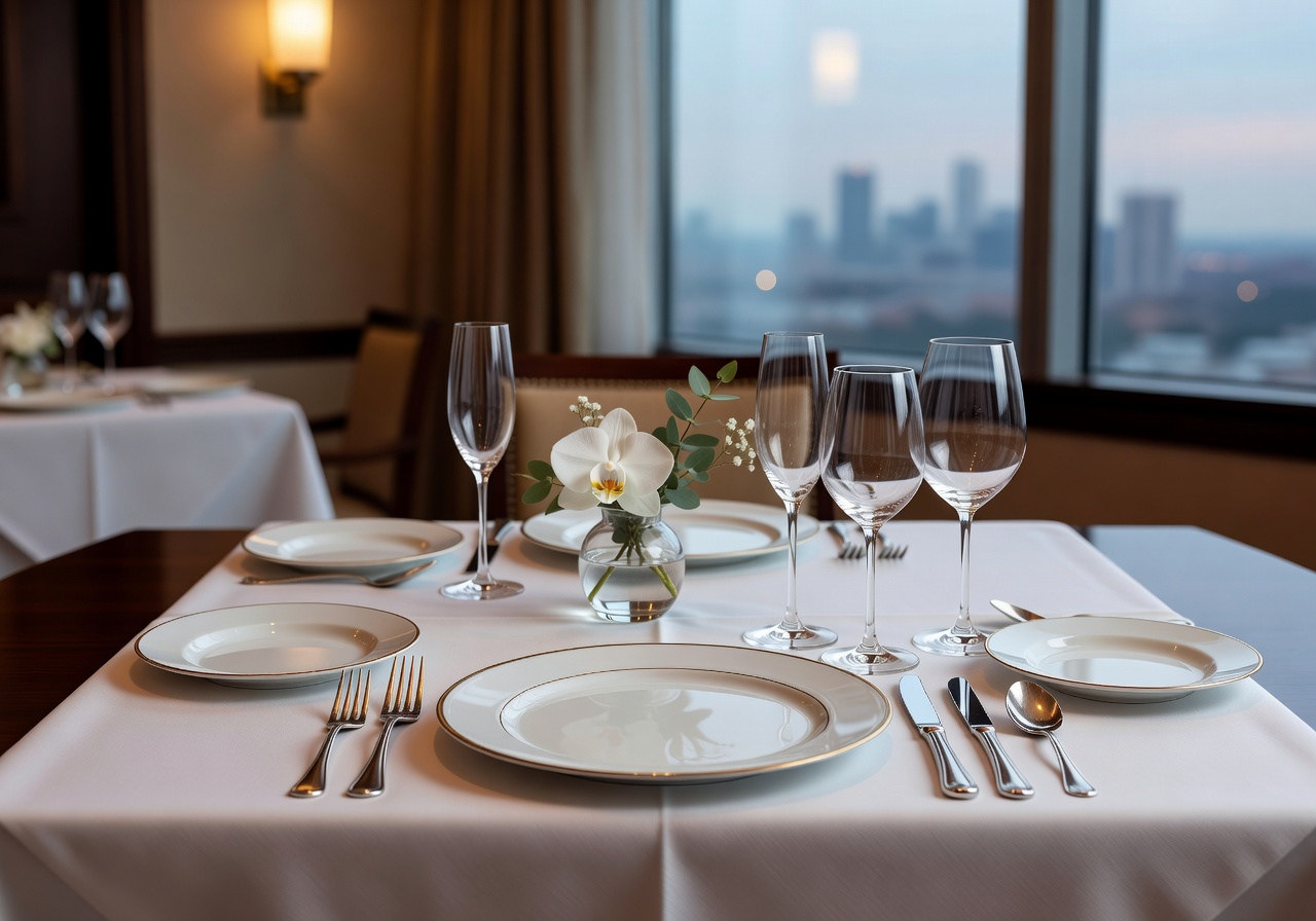 Fine dining restaurant elegant table setting